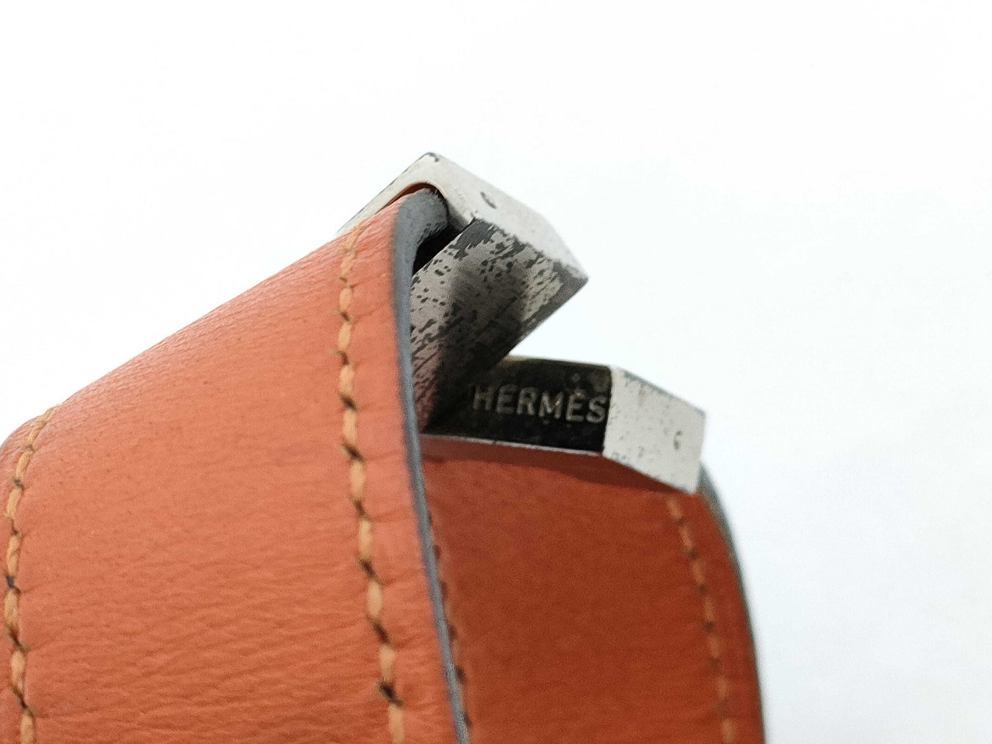 HERMES Lurie Leather Bracelet Orange x Black Bracelet Bangle