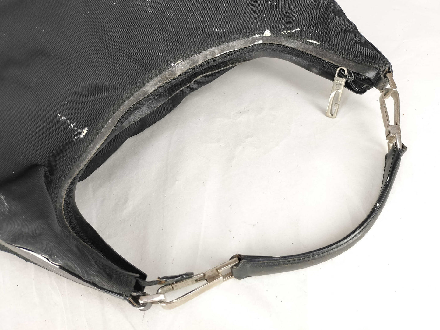 GUCCI Nylon x Leather One Shoulder Bag 001/1955 002058 Black Shoulder Bag