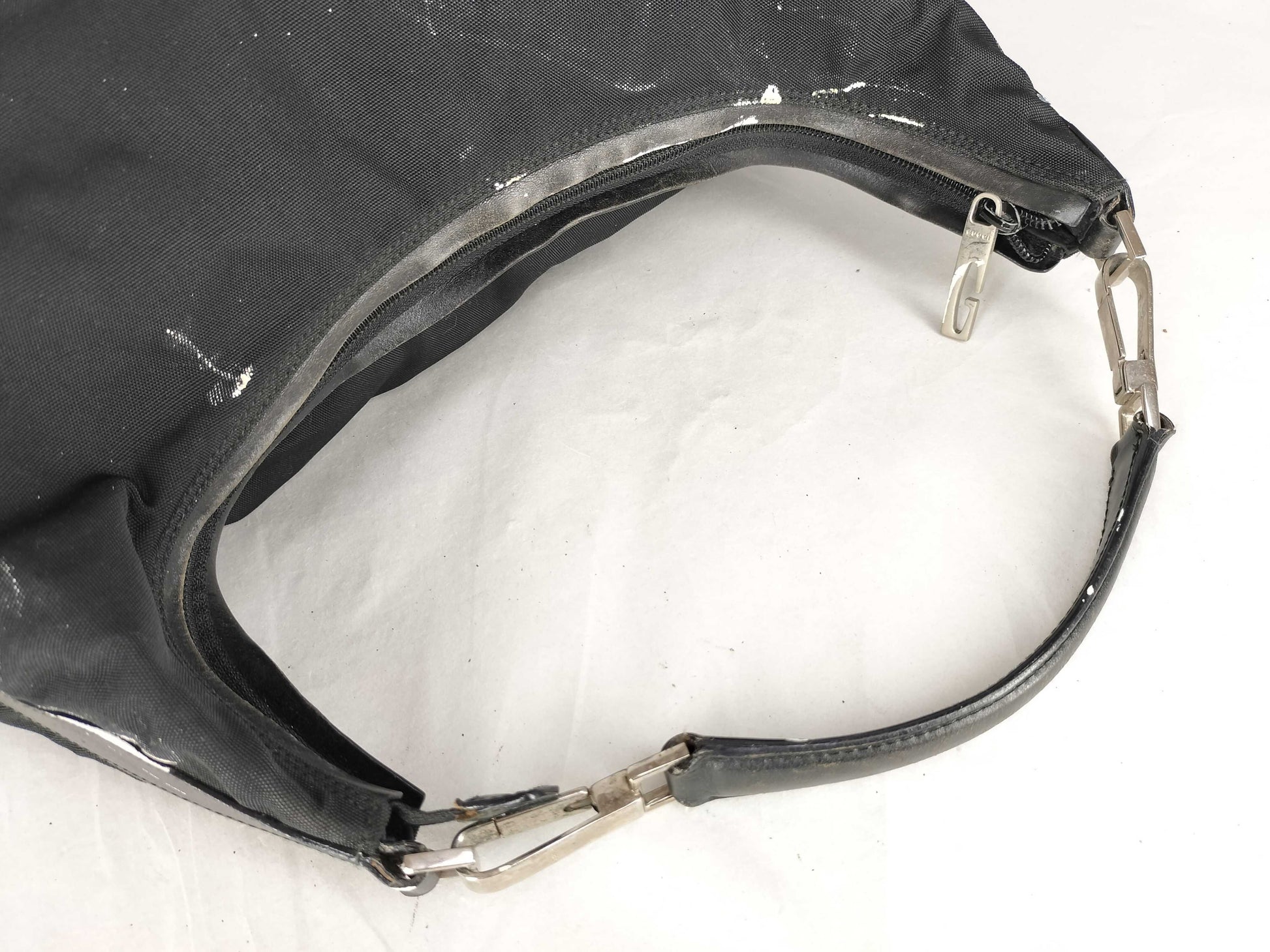 GUCCI Nylon x Leather One Shoulder Bag 001/1955 002058 Black Shoulder Bag