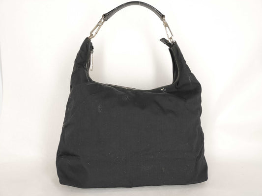 GUCCI Nylon x Leather One Shoulder Bag 001/1955 002058 Black Shoulder Bag