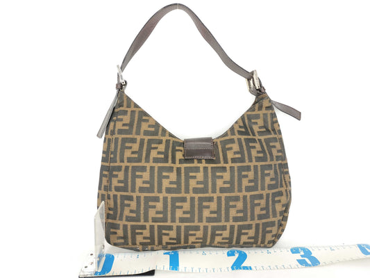 FENDI Zucca Fendi Zucca Nylon Canvas One Shoulder Bag 214526569018 Khaki Shoulder Bag
