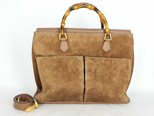 GUCCI Bamboo Gucci Bamboo Suede 2way Handbag 002/123/0322 Brown Handbag
