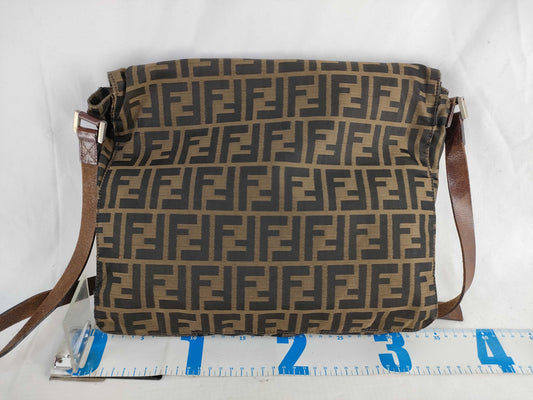 FENDI Zucca Nylon Canvas Shoulder Bag Khaki x Black Shoulder Bag