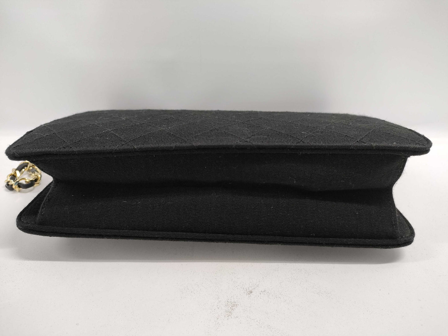 CHANEL Matelasse Cotton Jersey Chain Shoulder Bag Black