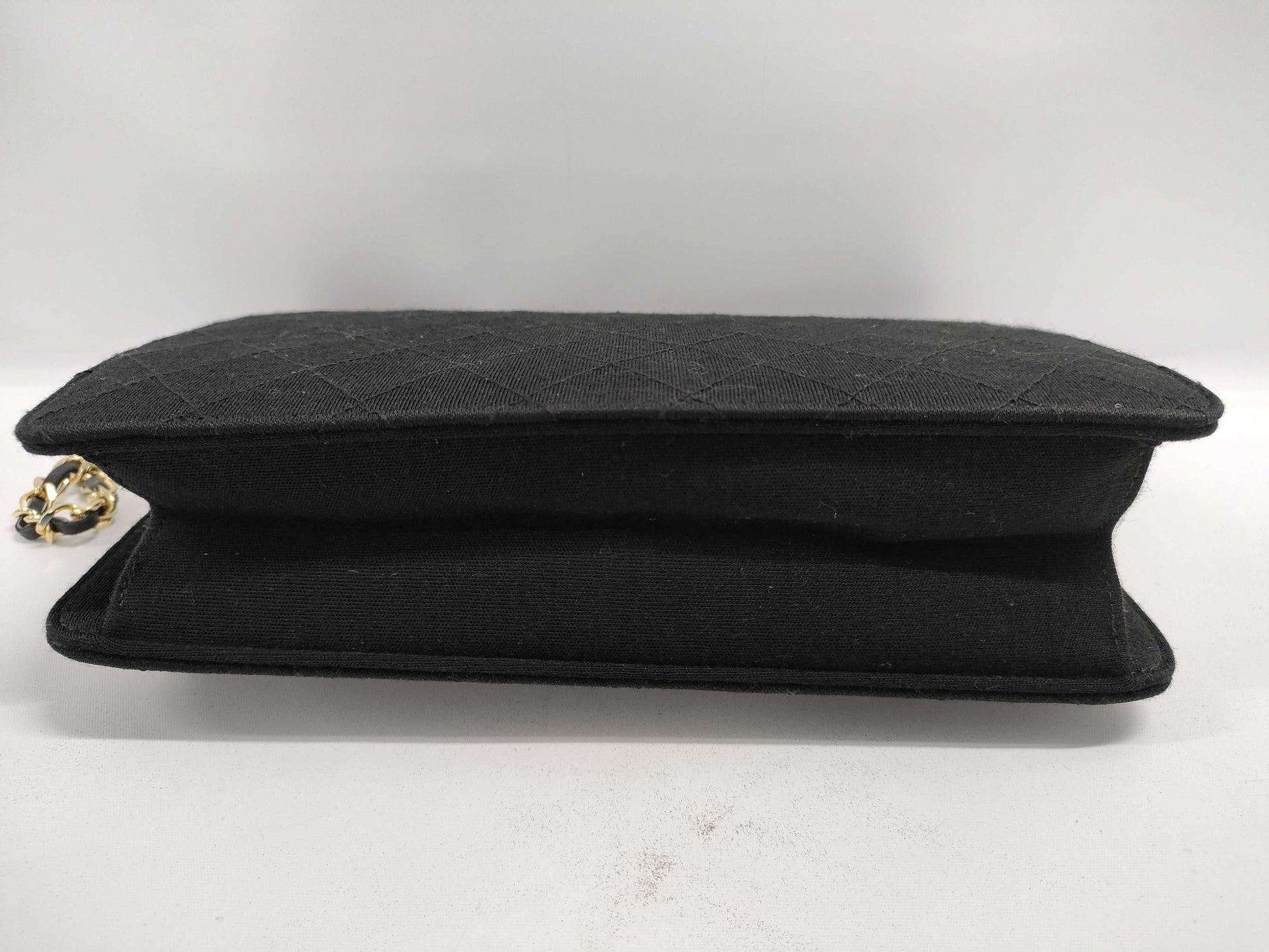 CHANEL Matelasse Cotton Jersey Chain Shoulder Bag Black