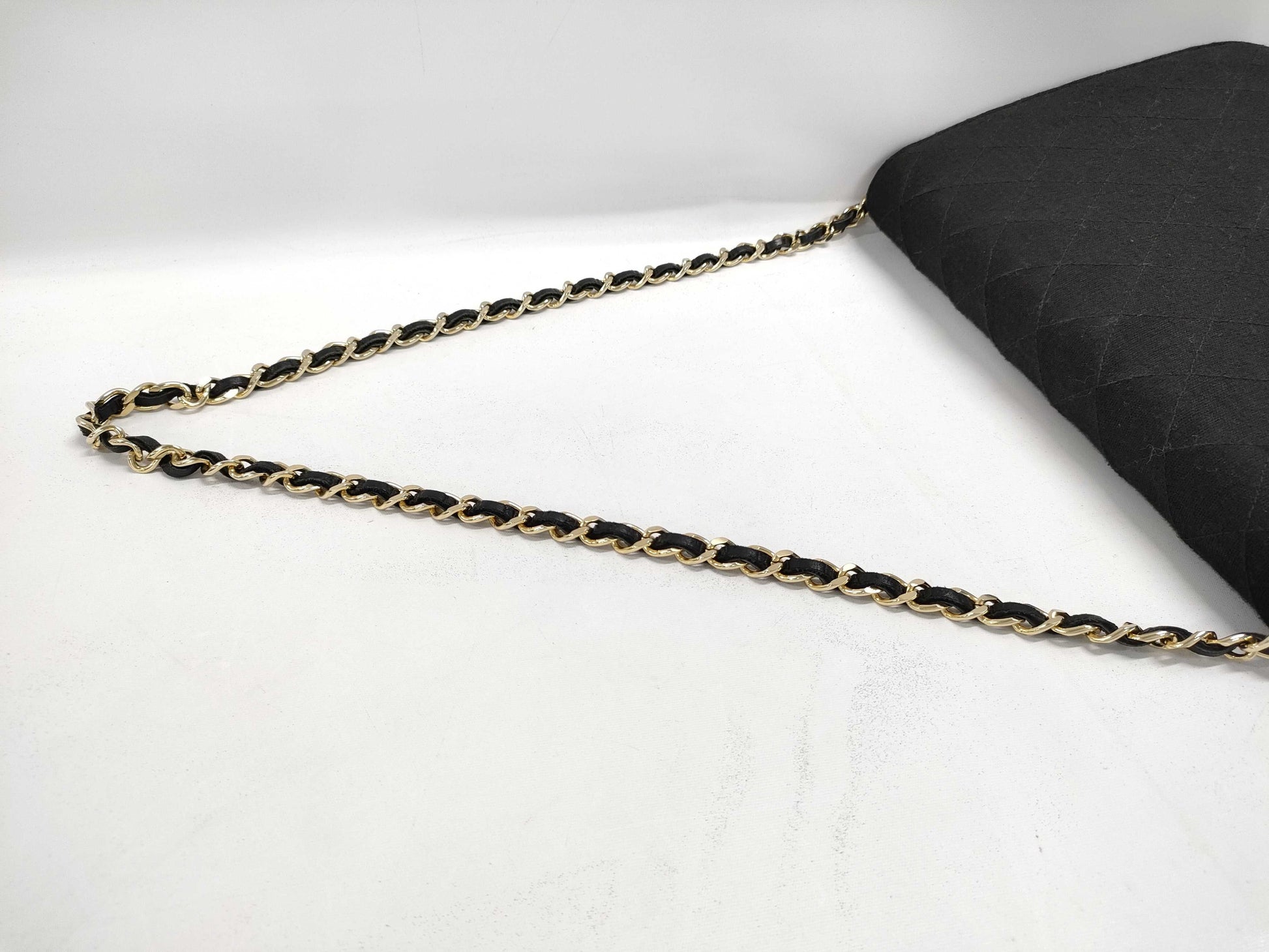 CHANEL Matelasse Cotton Jersey Chain Shoulder Bag Black