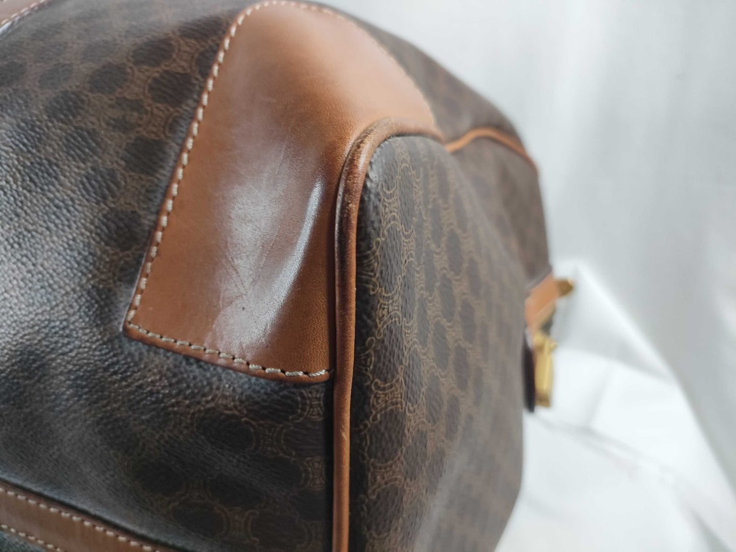 CELINE Macadam PVCx Leather Boston Bag M12 Brown Boston Bag