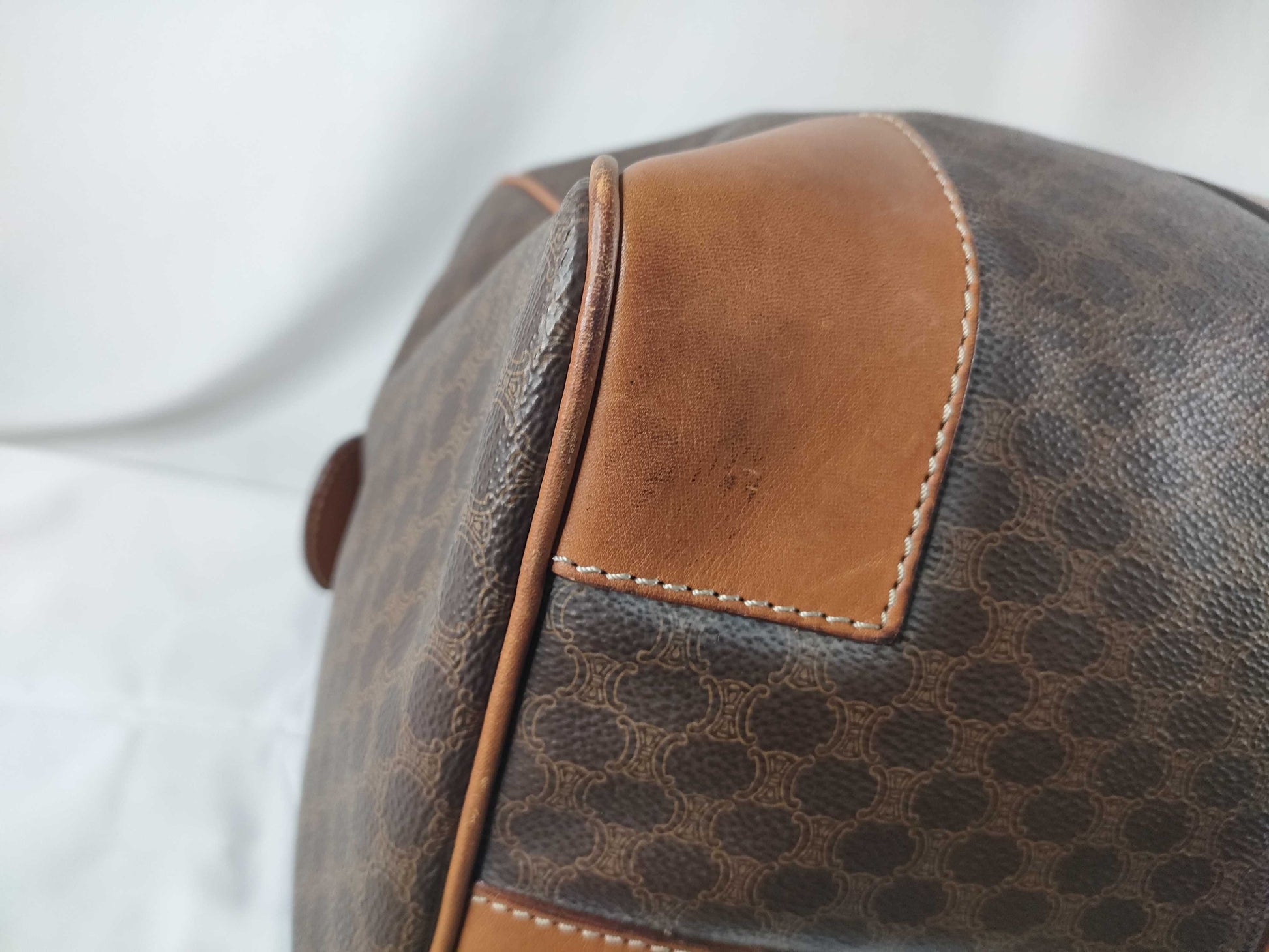 CELINE Macadam PVCx Leather Boston Bag M12 Brown Boston Bag