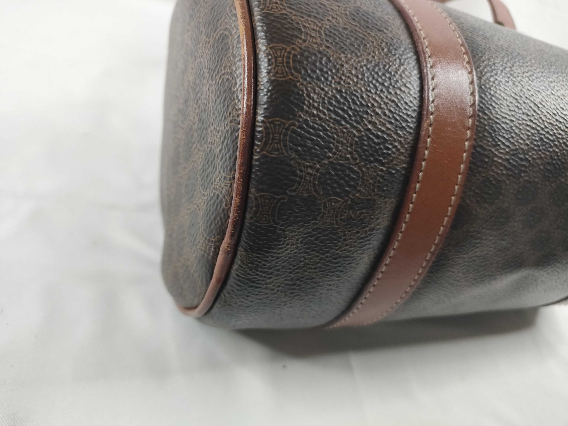 CELINE Macadam PVCx Leather Handbag M94 Brown Handbag