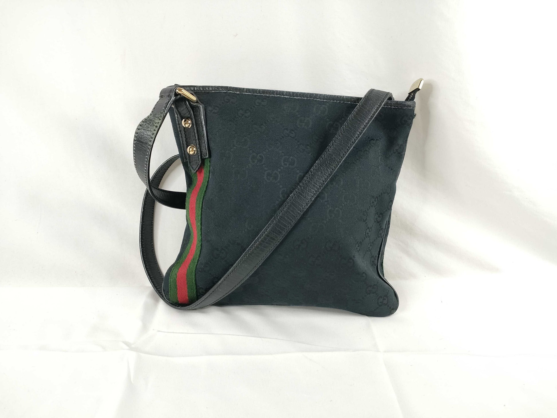 GUCCI GG Canvas Gucci Sherry Line GG Canvas Shoulder Bag 144388 002058 Black Shoulder Bag