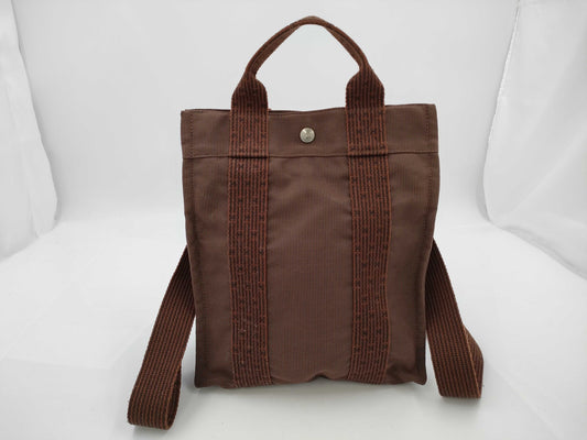 HERMES Aleline AdPM Canvas Backpack Brown Rucksack
