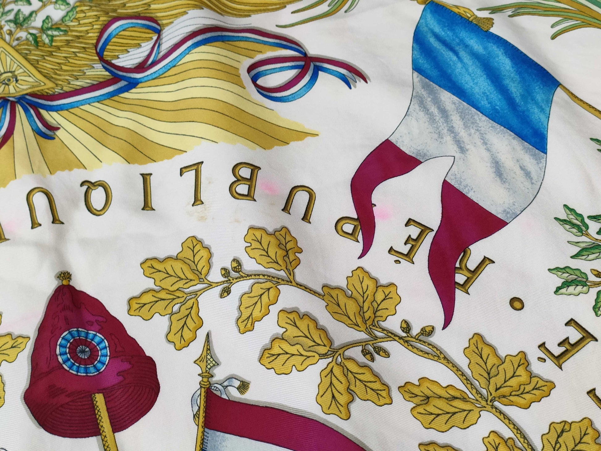 HERMES Carre Hermes Carre 90 French Revolution Silk Scarf Pink Scarf