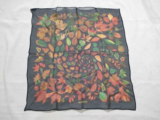 HERMES Carre Hermes Petit Carre Tourbillon Silk Scarf Navy x Brown Other Accessories