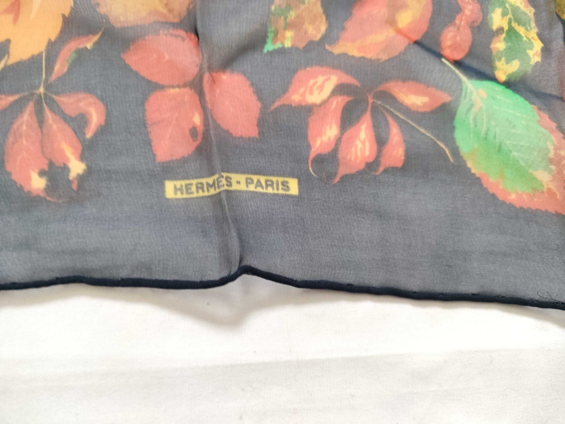 HERMES Carre Hermes Petit Carre Tourbillon Silk Scarf Navy x Brown Other Accessories