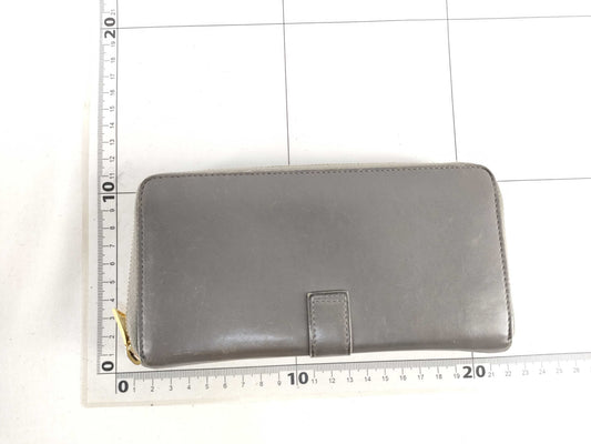 SAINT LAURENT Yves Saint Laurent Leather Long Wallet Grey Wallet