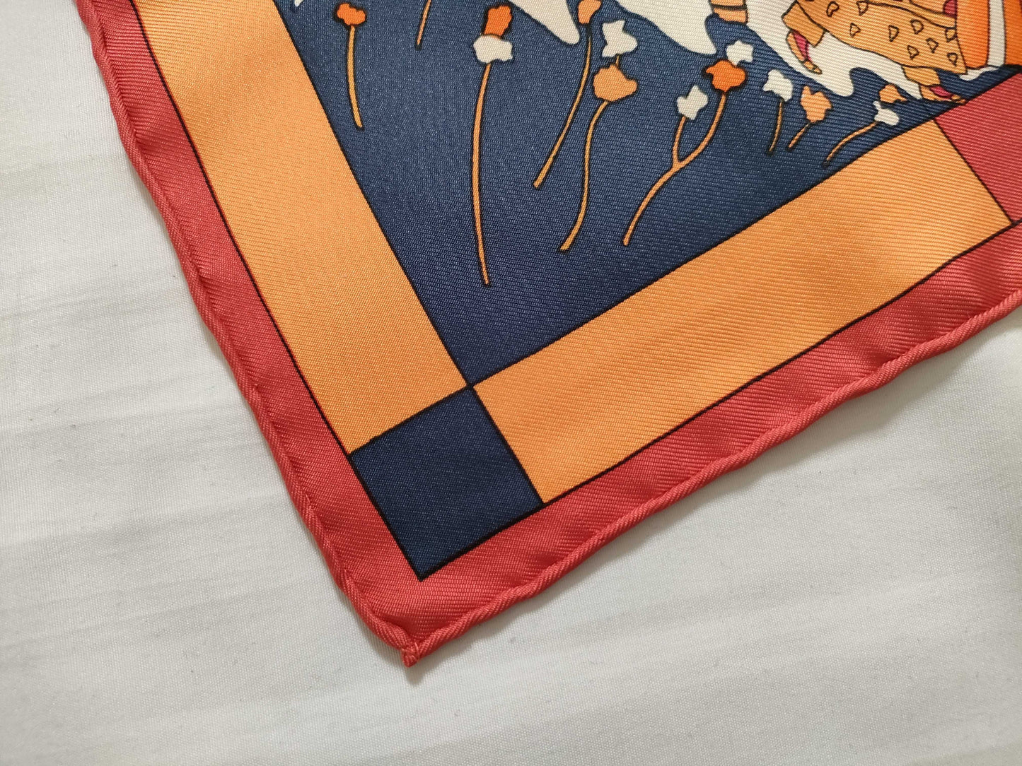 HERMES Carre Hermes Carre 90 Dazzling Indian Silk Scarf Orange x Navy Other Accessories