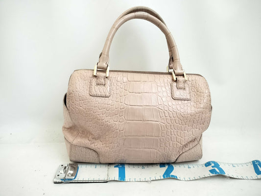 Tory Burch Leather 2-Way Handbag Pink Beige Handbag