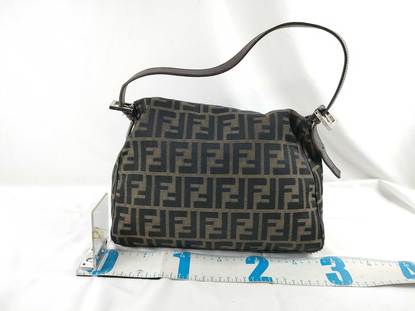 FENDI Zucca Fendi Zucca Mamma Bucket Nylon Canvas One Shoulder Bag Khaki x Black Shoulder Bag