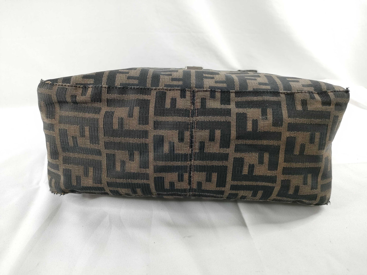 FENDI Zucca Fendi Zucca Mamma Bucket Nylon Canvas One Shoulder Bag Khaki x Black Shoulder Bag