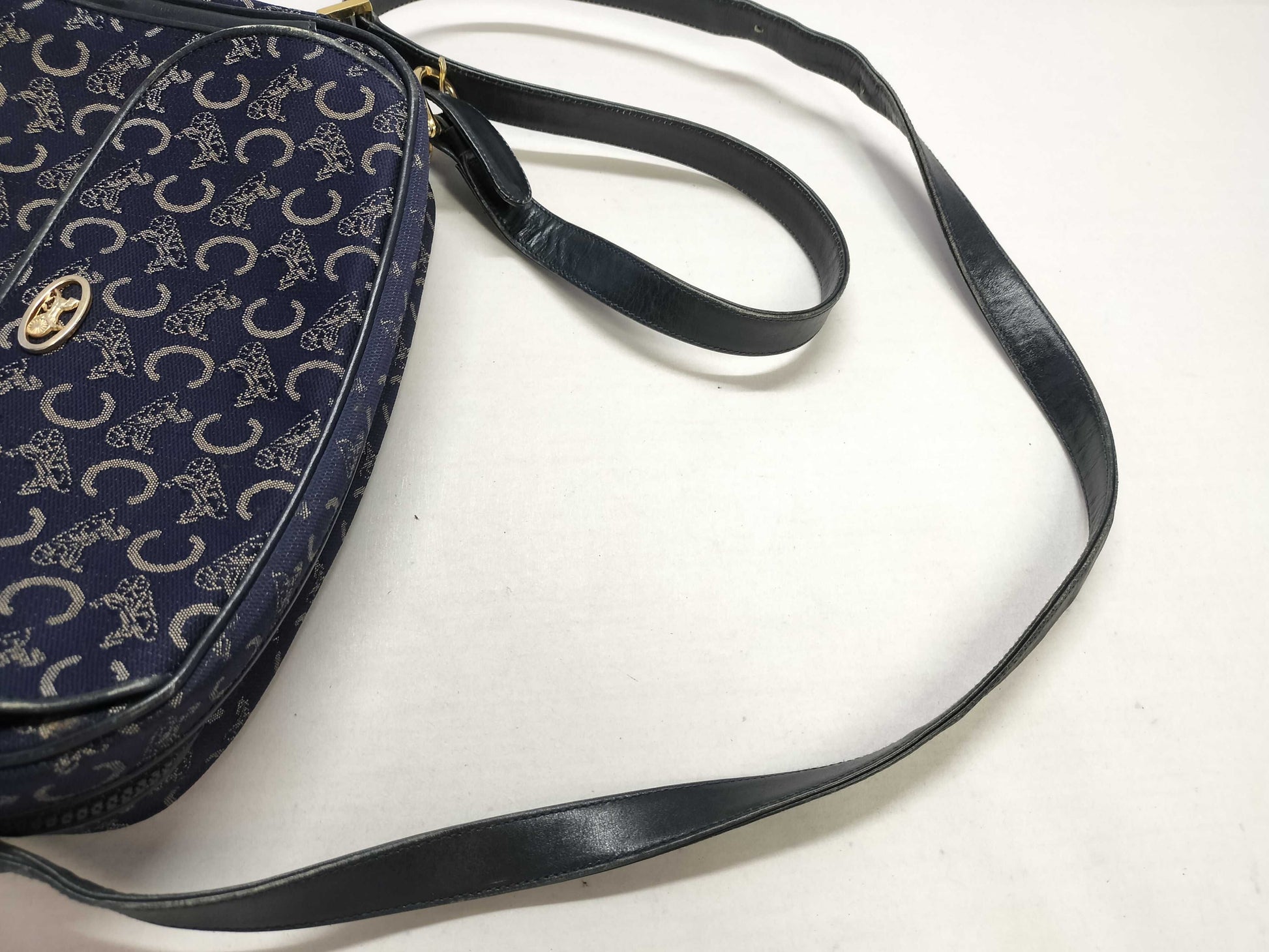 CELINE Celine Macadam Canvas x Leather Shoulder Bag M02 Navy Shoulder Bag