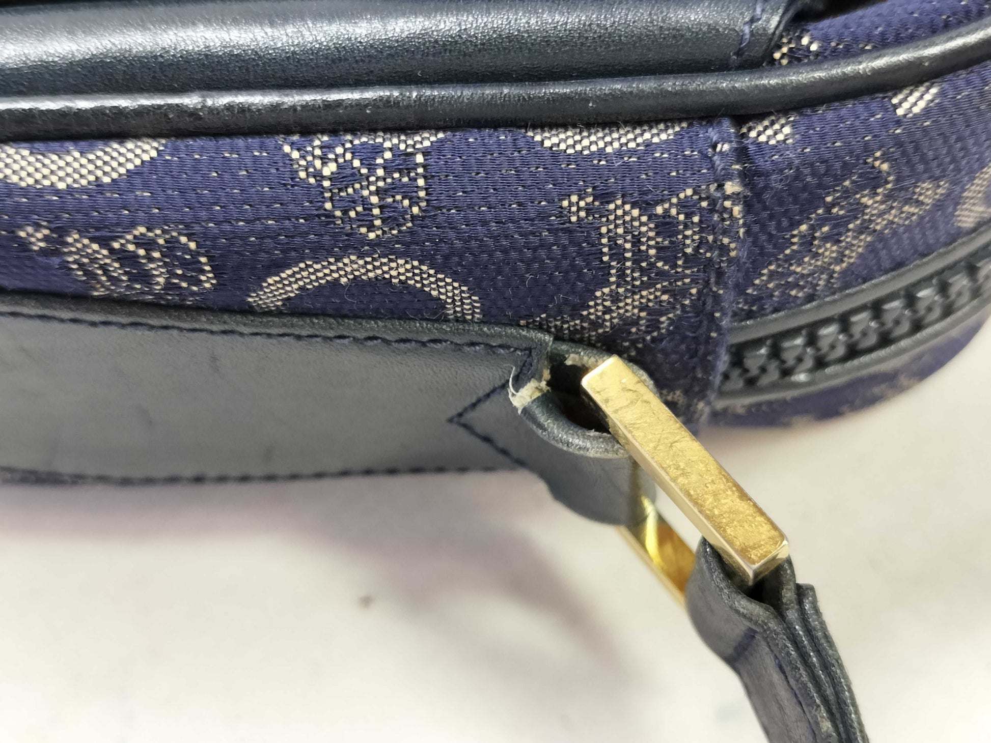 CELINE Celine Macadam Canvas x Leather Shoulder Bag M02 Navy Shoulder Bag
