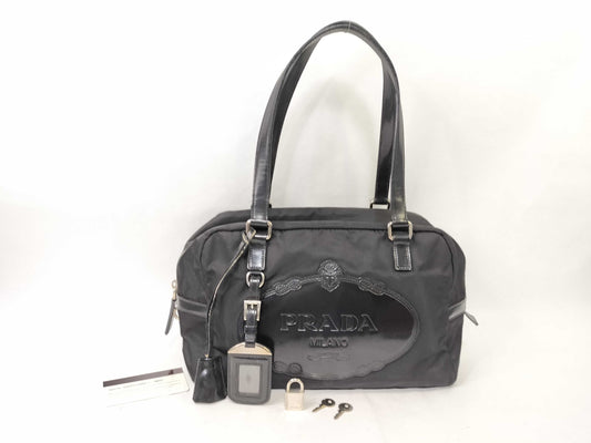 PRADA Nylon Prada Tesuto Bag BR3149 Black Handbag