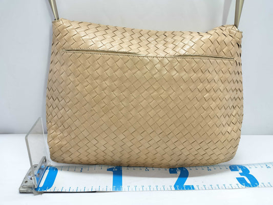 BOTTEGA VENETA Intrecciato Leather Shoulder Bag, Beige