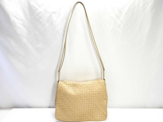 BOTTEGA VENETA Intrecciato Bottega Veneta Intrecciato Leather Shoulder Bag Beige Shoulder Bag