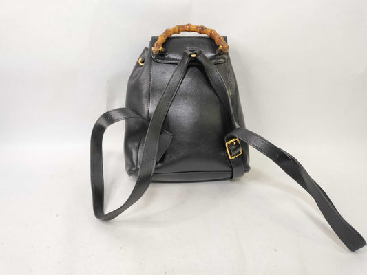 GUCCI Bamboo Gucci Bamboo Leather Backpack 003, 1705, 0030 Black Rucksack