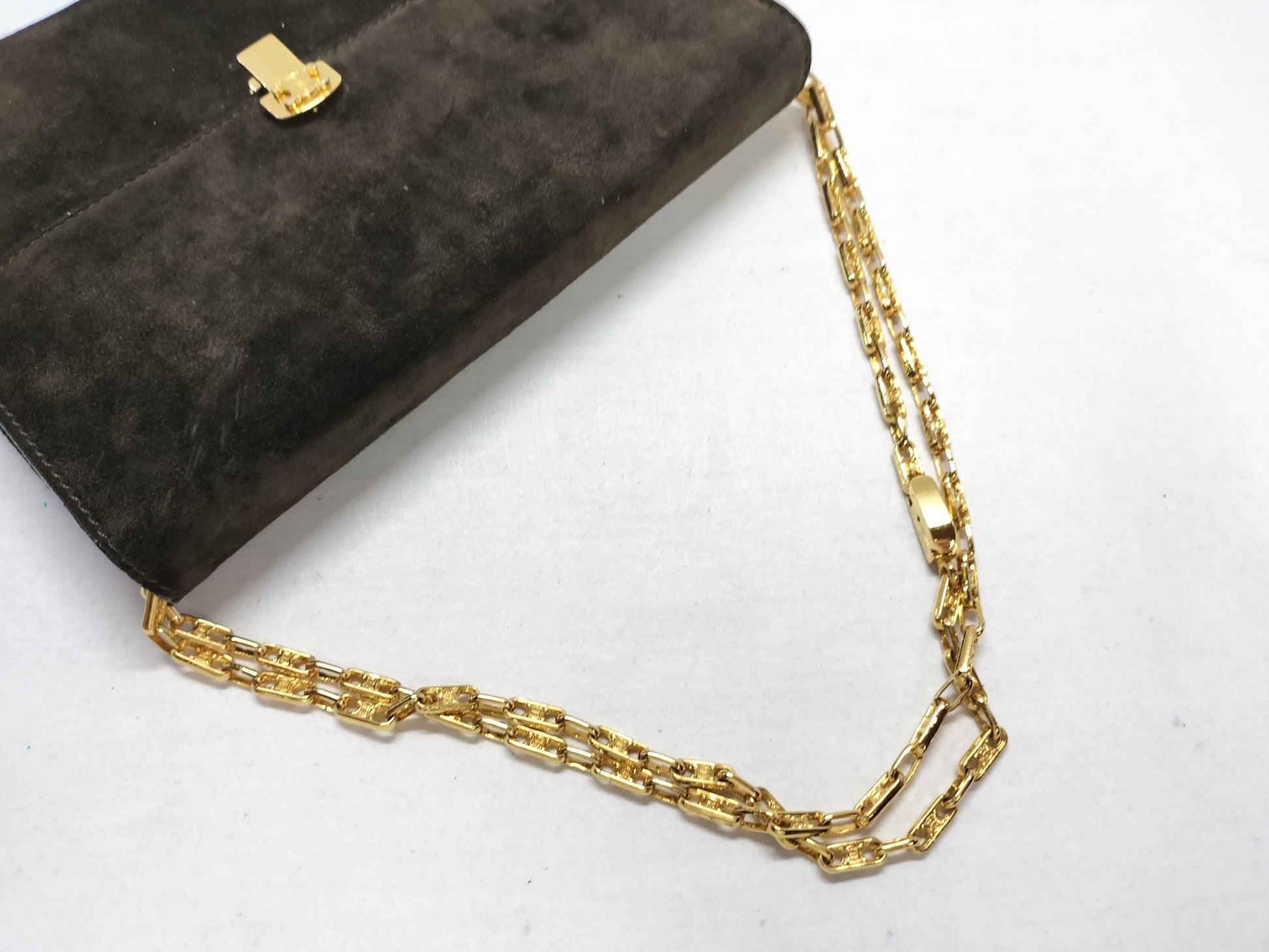 CELINE Suede Handbag Dark Brown Shoulder Bag