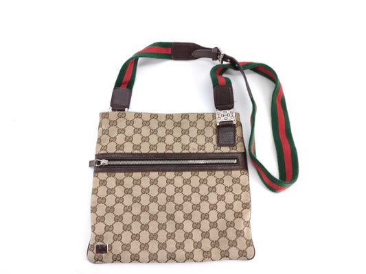 GUCCI GG Canvas Gucci Sherry Line GG Canvas Shoulder Bag 145809 214397 Brown Shoulder Bag