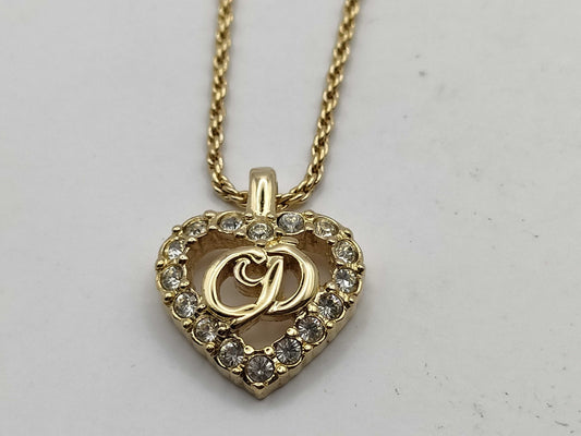 Dior Christian Dior Heart Necklace GP Gold Necklace