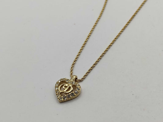 Dior Christian Dior Heart Necklace GP Gold Necklace