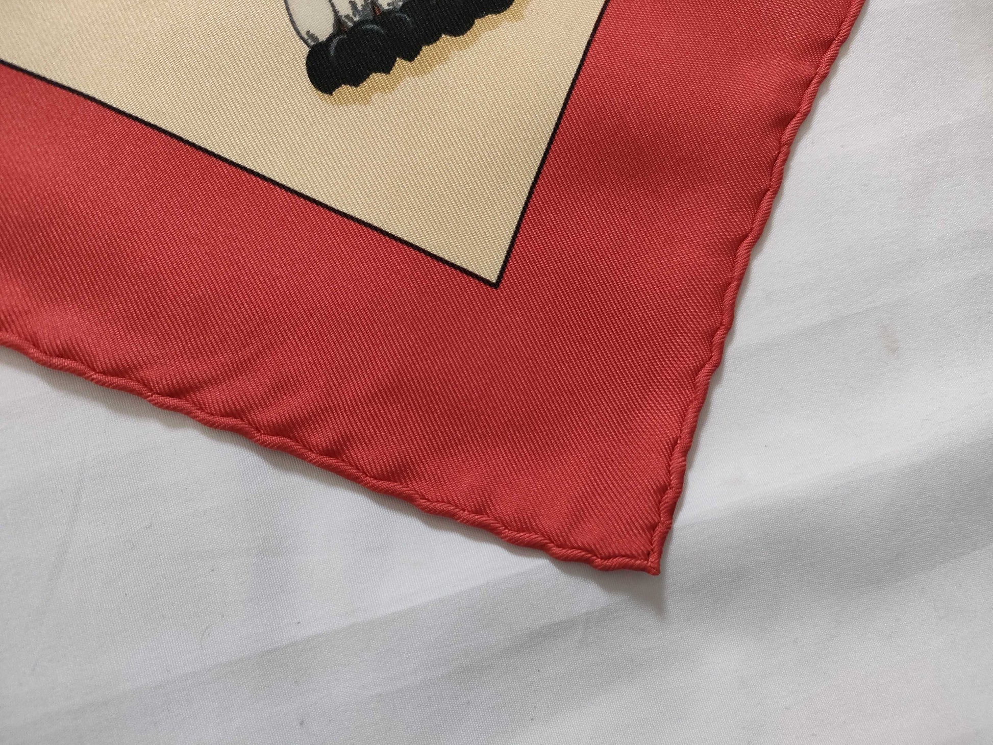 HERMES Carre Hermes Carre 90 Bullring Silk Scarf Red x Beige Other Accessories
