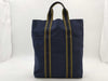 HERMES Fool's Tub Bath Canvas Tote Bag Navy x Khaki Bag