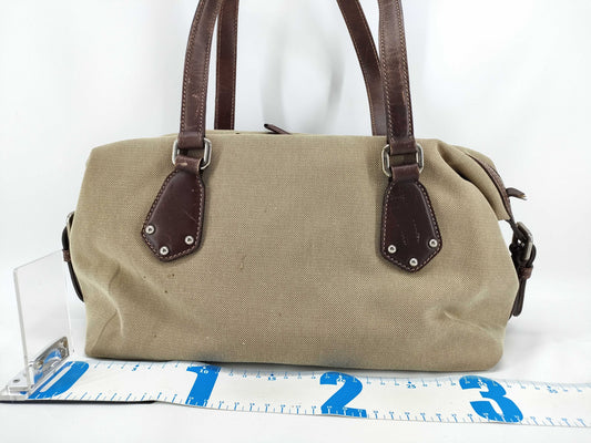 PRADA Canvas x Leather Handbag BR3461 Brown x Beige Handbag