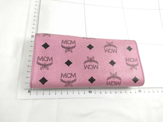 MCM MCM Visetos Studded Leather Long Wallet Pink Wallet