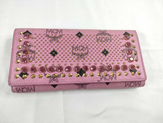 MCM MCM Visetos Studded Leather Long Wallet Pink Wallet