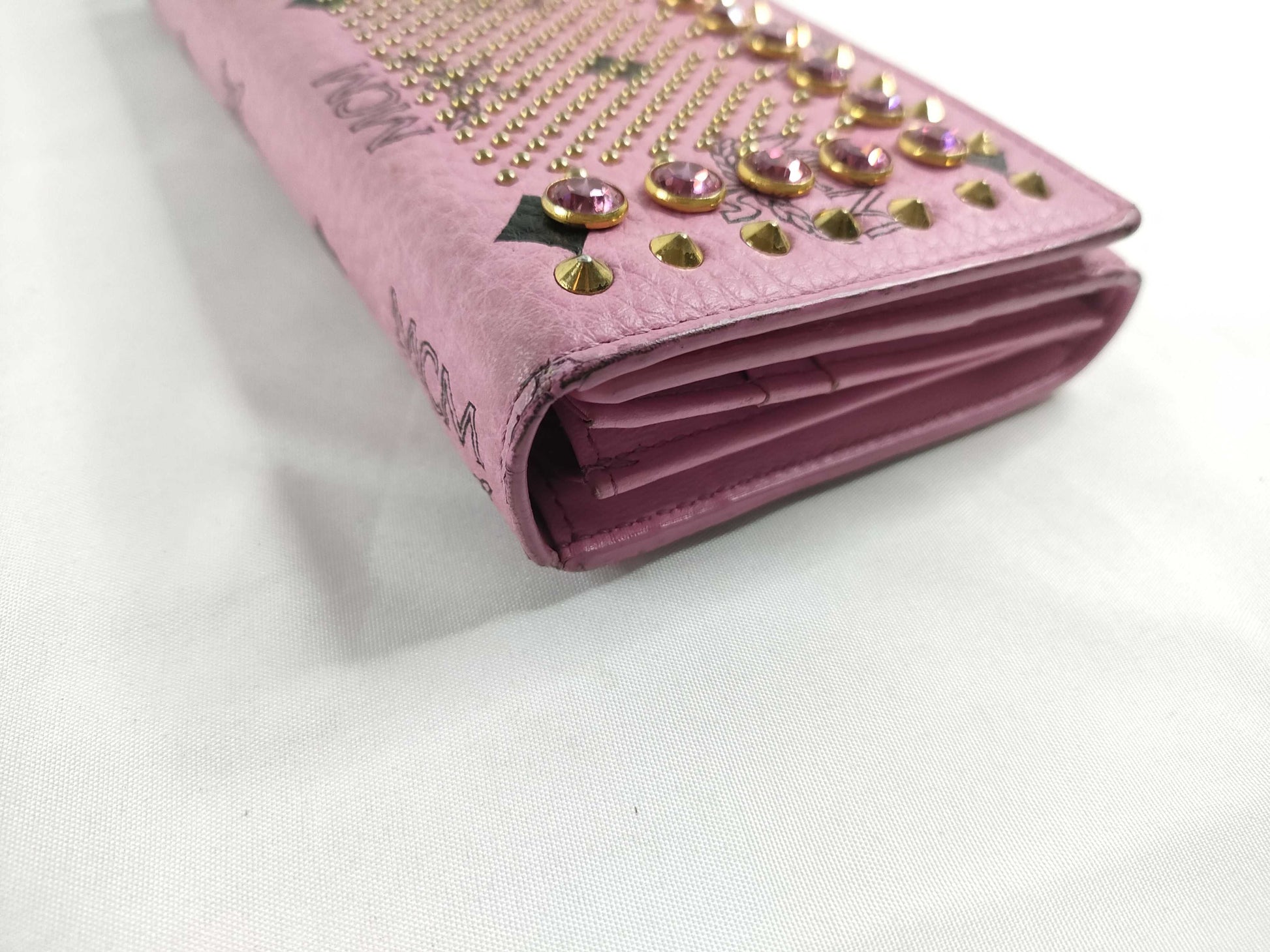MCM MCM Visetos Studded Leather Long Wallet Pink Wallet