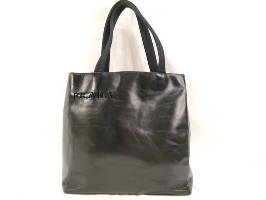 PRADA Leather Tote Bag Black Tote Bag