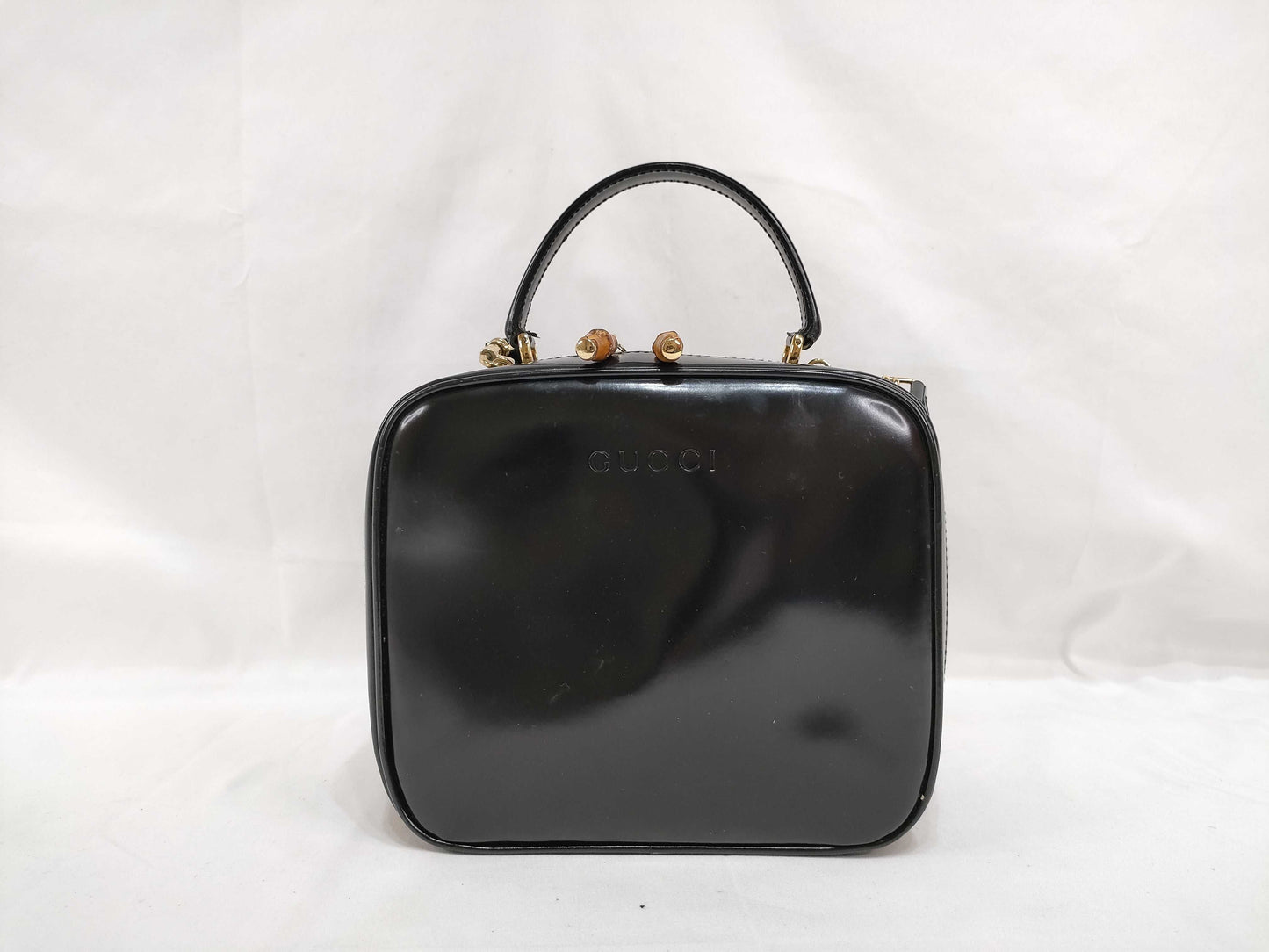 GUCCI Bamboo Gucci Leather 2way Handbag Black Shoulder Bag