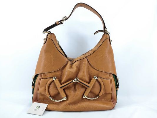 GUCCI Gucci Leather One Shoulder Bag Camel Shoulder Bag