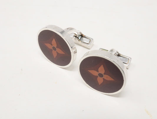 LOUIS VUITTON M64581 Bouton de Manchette Fleur Cufflinks, 925, 15.1g, Tie Clip/Cufflinks
