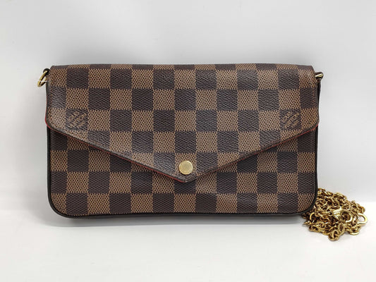 LOUIS VUITTON Damier Felicie Pochette Chain Shoulder Bag