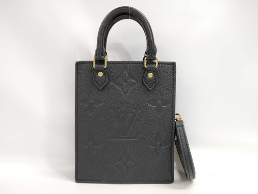 LOUIS VUITTON Monogram Empreinte Petite Sac Plat Handbag M81417 Black Handbag
