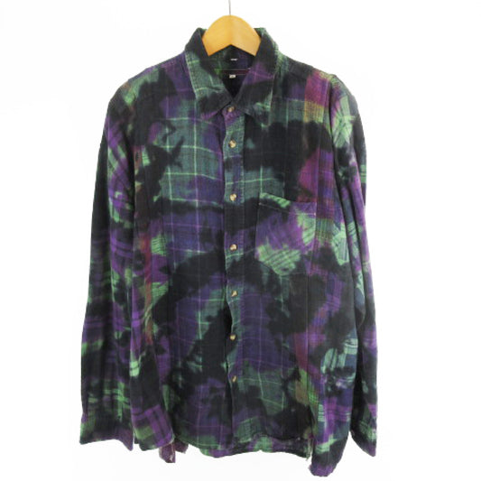 Biko 23SS Rebuild by Needles 7 CUTS TIE DYED FLANNEL SHIRT Long Sleeve Shirt M MR347 Multicolor Check All-Over Pattern Shirt