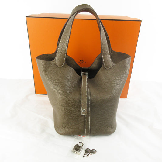 HERMES Picotan Lock MM 22 Etour Tryon Clemence Silver Hardware U-Engraved Handbag