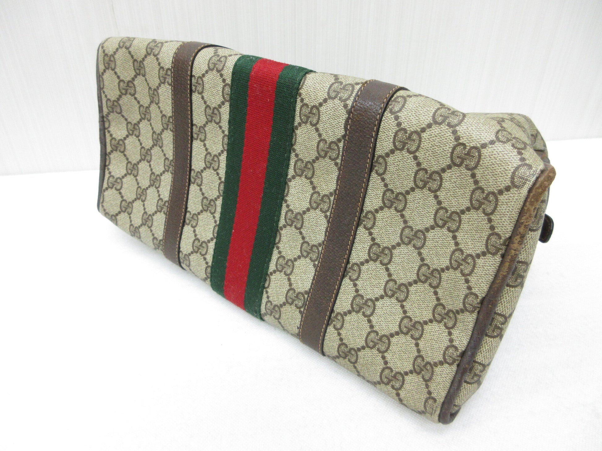 GUCCI GUCCI Gucci 012.3842.33.39 PVC Leather Sherry Line GG Plus Handbag Mini Boston Bag Approx. W31xH18cm Boston Bag