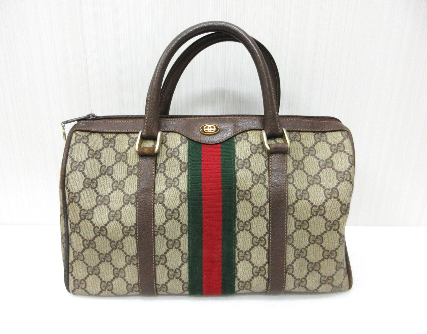 GUCCI GUCCI Gucci 012.3842.33.39 PVC Leather Sherry Line GG Plus Handbag Mini Boston Bag Approx. W31xH18cm Boston Bag