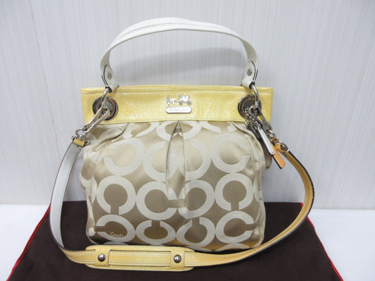 COACH COACH 14579 Op Art Canvas x Patent Leather 2WAY Handbag Shoulder Shoulder Bag